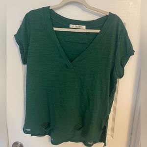 We The Free (Free People) over-sized green v-neck shirt